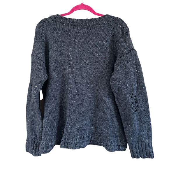 COPY - WildFox after party distressed navy wool blend long sleeve sweater - Picture 3 of 4